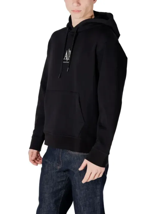 Schwarzer Armani Kapuzenpullover mit Logo