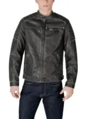 Dunkle braune Jack & Jones Lederjacke