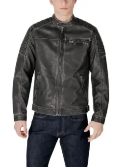 Dunkle braune Jack & Jones Lederjacke