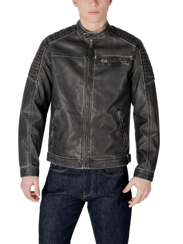Dunkle braune Jack & Jones Lederjacke