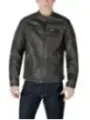 Dunkle braune Jack & Jones Lederjacke