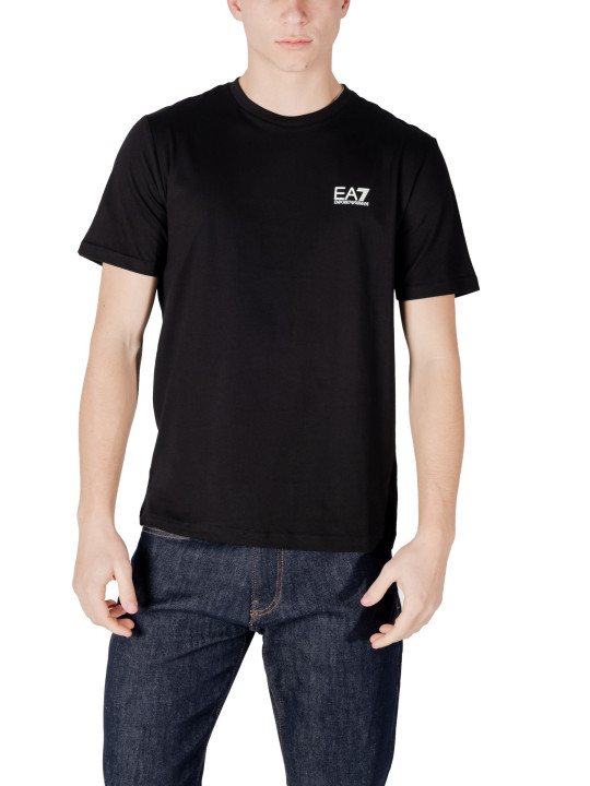 Schwarzes Ea7 Baumwoll-T-Shirt klassisch