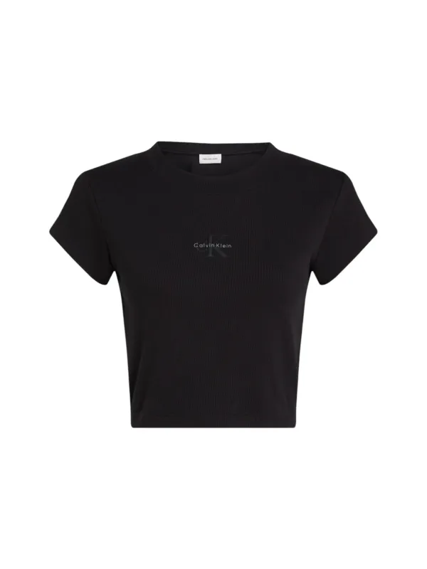 Schwarzes Calvin Klein Monogram Cropped T-Shirt