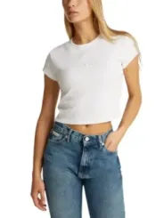 Weiße Calvin Klein Cropped T-Shirt