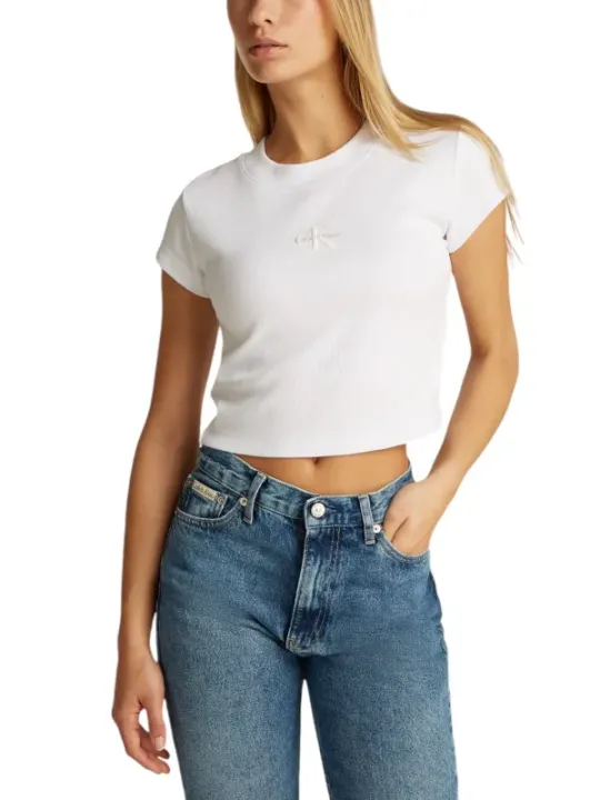 Weiße Calvin Klein Cropped T-Shirt