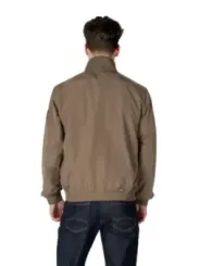 Taupefarbene Bomberjacke mit Kunstpelzkragen