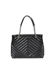 Schwarze Armani Exchange Lederhandtasche Chevron