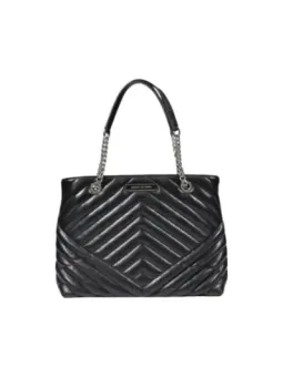 Schwarze Armani Exchange Lederhandtasche Chevron