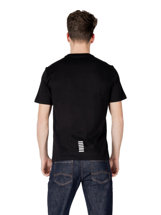 Schwarzes EA7 Baumwoll-T-Shirt Slim-Fit