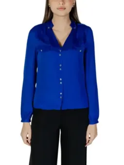 Royalblaue Bluse mit Knopfleiste