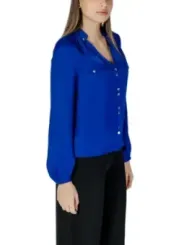 Blaues V-Ausschnitt-Langarmhemd Morgan De Toi