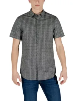 Schwarzes Kurzarmhemd mit Struktur