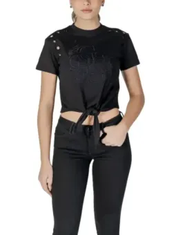 Schwarzes Baumwoll-T-Shirt von Guess