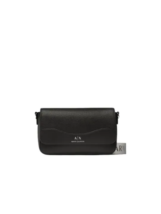 Schwarze Armani Exchange Leder Umhängetasche