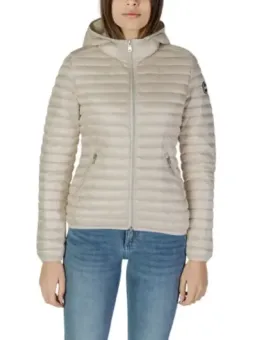 Weiße gesteppte Damenjacke mit Kapuze