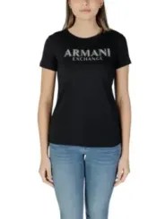 Schwarzes Armani Exchange Baumwoll-T-Shirt
