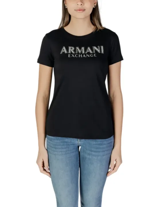Schwarzes Armani Exchange Baumwoll-T-Shirt