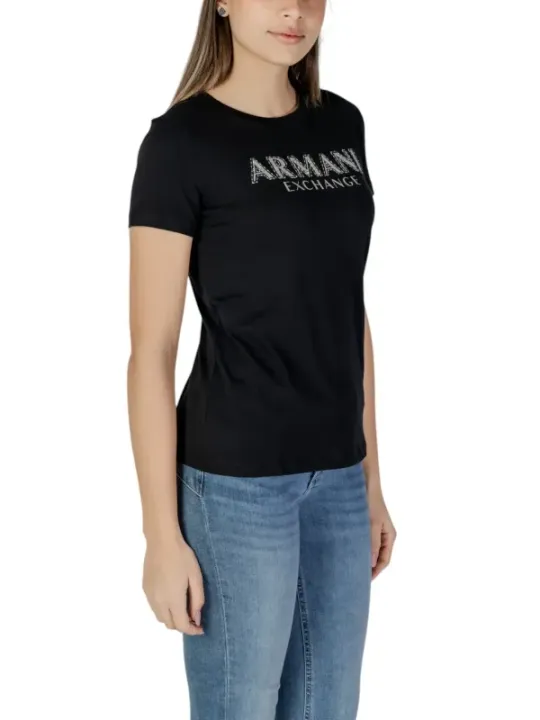 Schwarzes Armani Exchange Damen T-Shirt