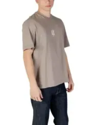 Beiges AX Logo Kurzarm T-Shirt