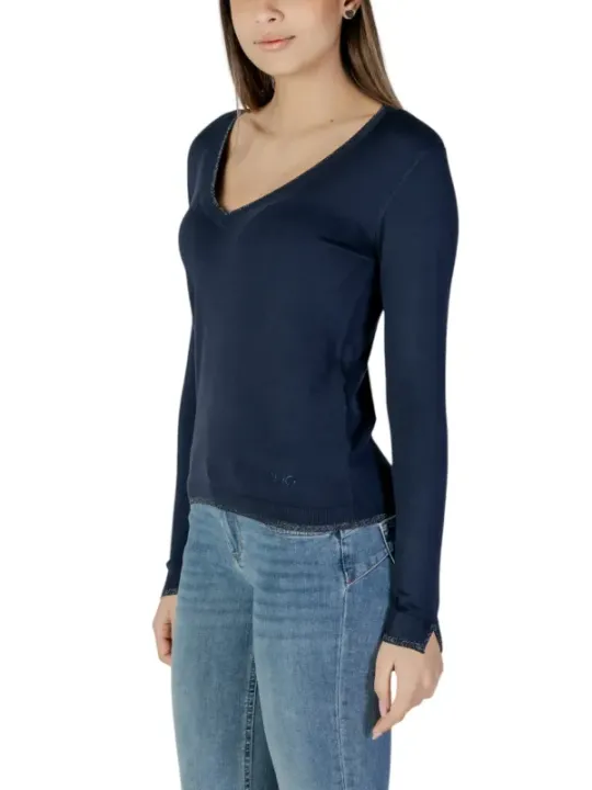 Liu Jo blauer V-Ausschnitt Pullover