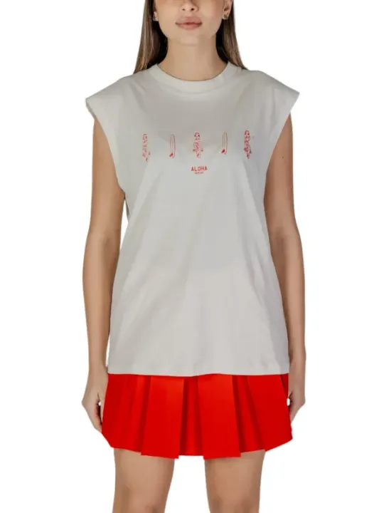 Weißes Tanktop mit Aloha-Motiv