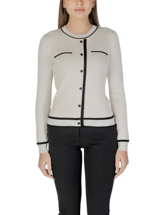 Schwarzer und weißer Strick-Cardigan