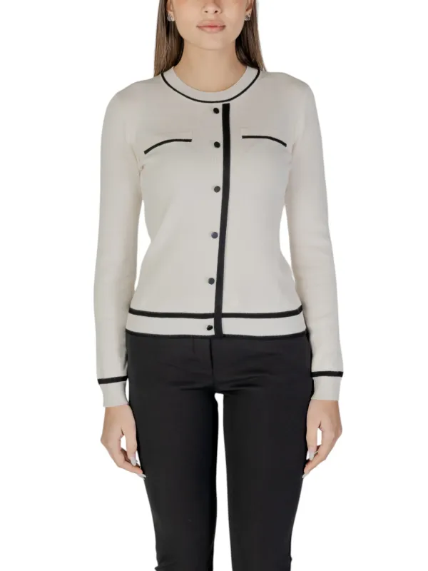 Schwarzer und weißer Strick-Cardigan