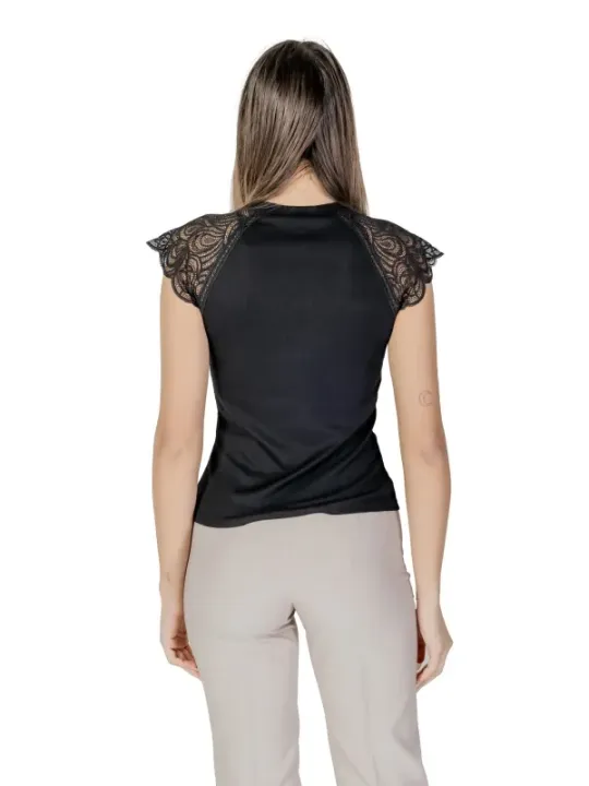 Schwarze Spitze, Damenoberteil, Khaki-Hose