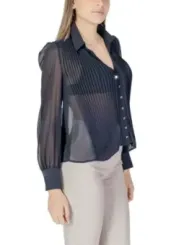 Transparente Bluse mit Falten und Kragen