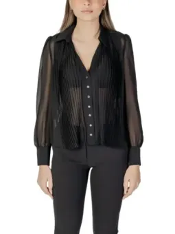 Schwarze Bluse mit Rüschen und Kragen