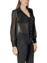 Schwarze Seidenbluse mit Knopfleiste