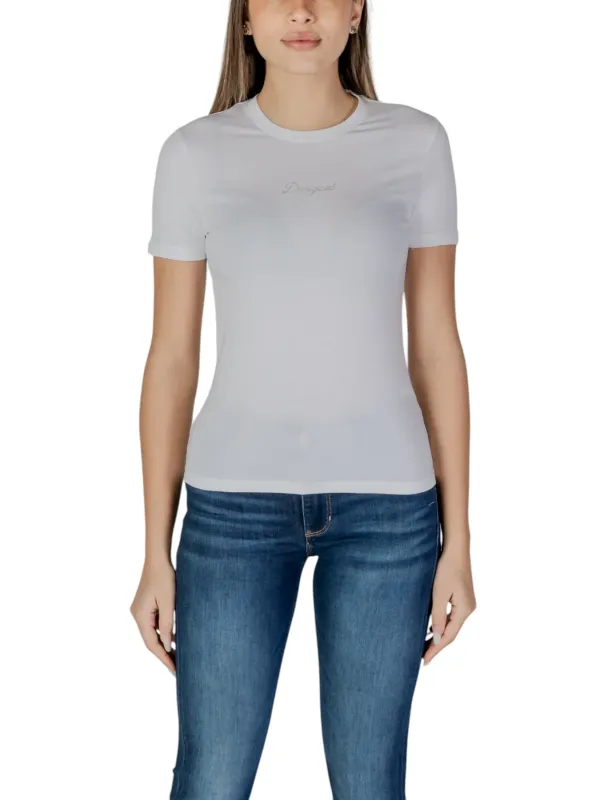 Weißes Desigual Baumwoll-T-Shirt Damen