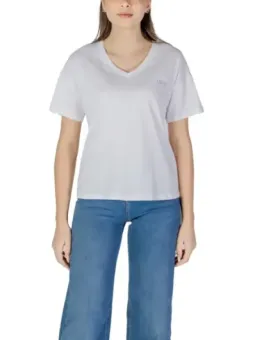 Weißes V-Ausschnitt-T-Shirt, kurzärmelig