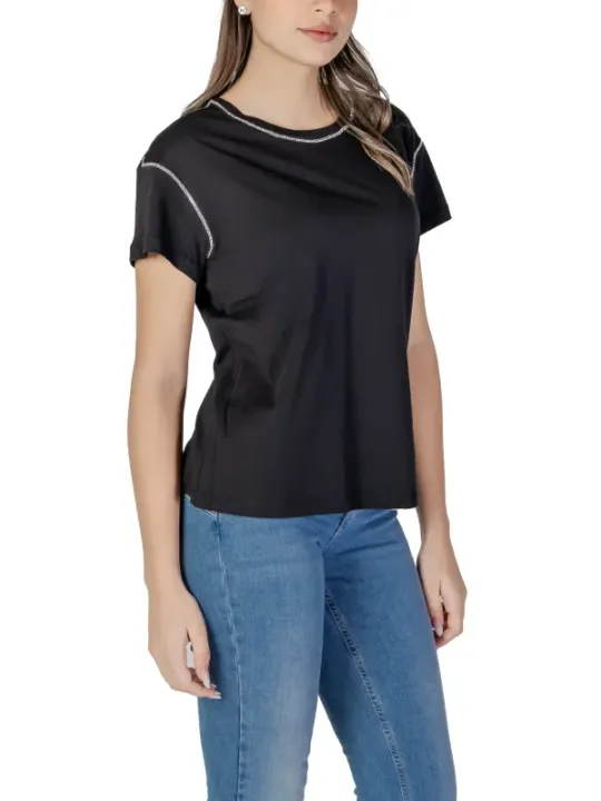 Liu Jo schwarzes T-Shirt mit Silberakzenten