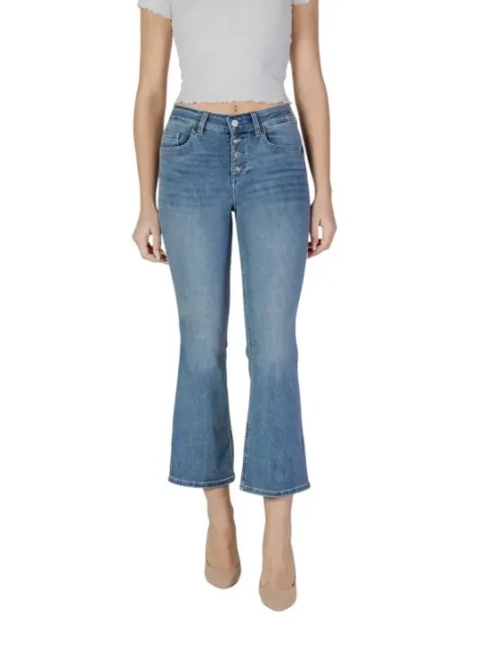 Helle Straight-Leg-Jeans mit Knopfleiste