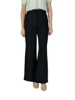 Schwarze ausgestellte Hosen mit Naht