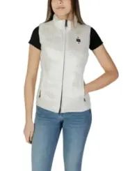 Weiße Damen Blauer Pufferweste