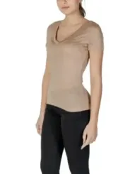 Tan V-Ausschnitt Guess T-Shirt