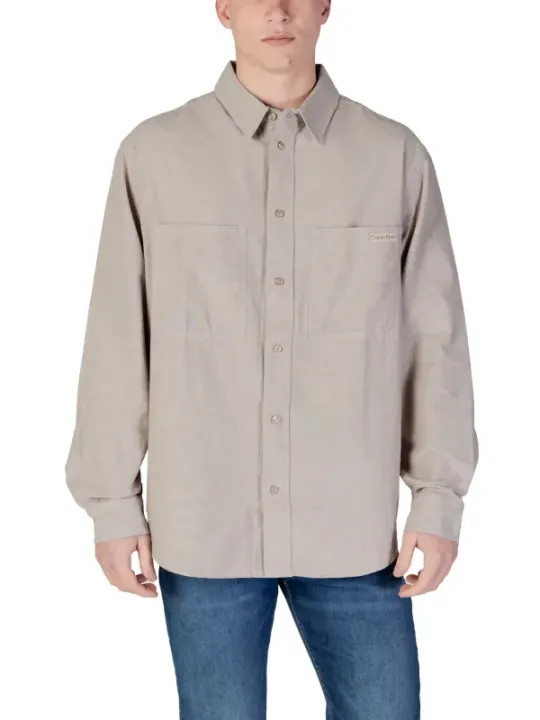 Hellbraunes Calvin Klein Hemd mit Knopfleiste