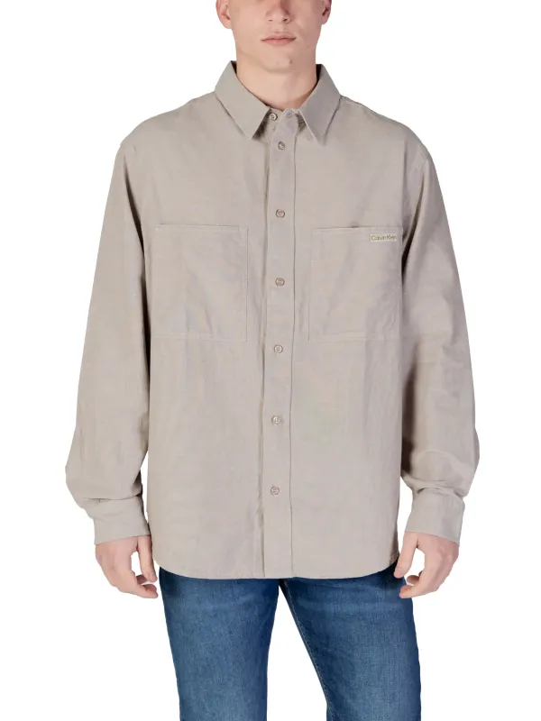 Hellbraunes Calvin Klein Hemd mit Knopfleiste