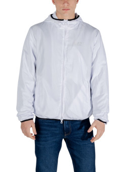 Weiße Ea7 Nylon-Kapuzenjacke