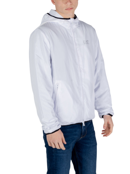 Weiße Ea7 Windbreakerjacke mit Reißverschluss