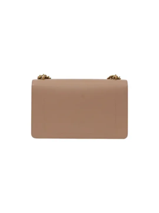 Pinko beige Leder Clutch Tasche
