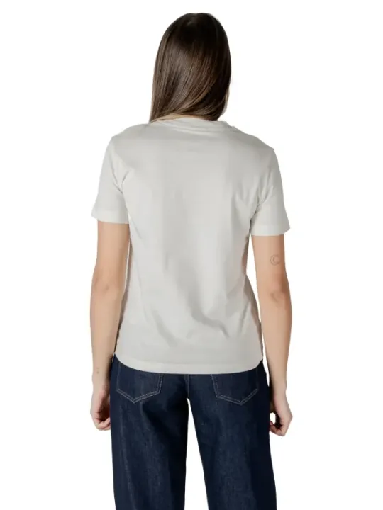 Weißes Baumwoll-T-Shirt im Jeans-Look