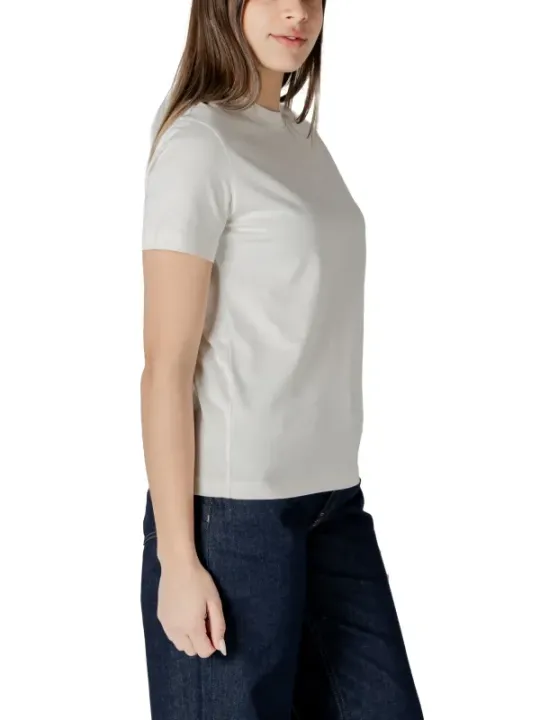 Weißes Baumwoll-T-Shirt, lockerer Schnitt