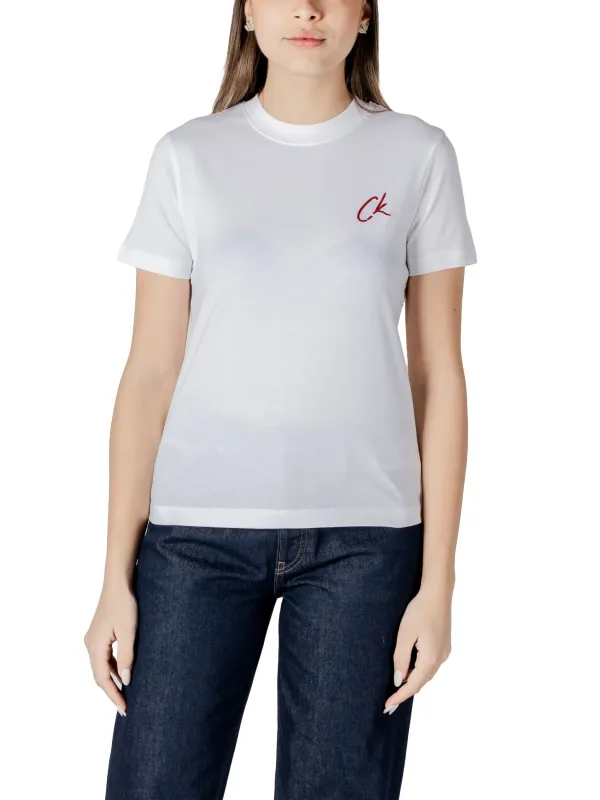 Weißes CK Logo T-Shirt Baumwolle