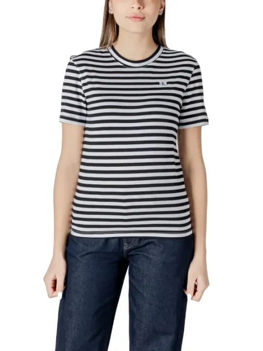 Gestreifte Damen-Baumwoll-T-Shirt von Calvin Klein