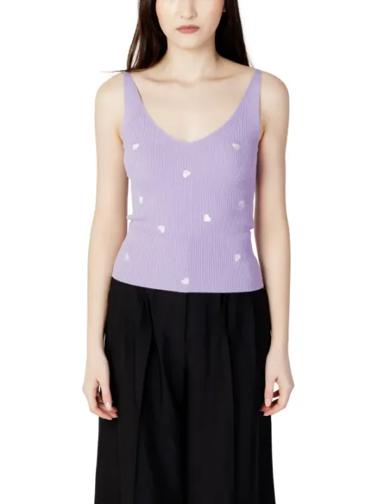 Lila geripptes Oberteil mit Herzen