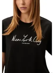 Schwarzes T-Shirt mit New York-Logo