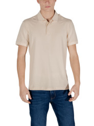 Beiges EA7 Baumwoll-Polohemd kurzärmlig